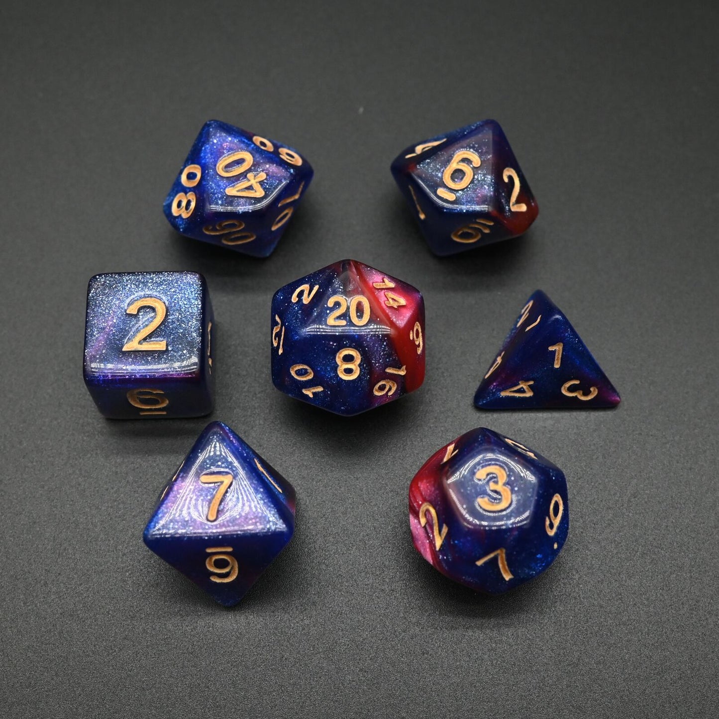 Twin Colour Starry Series - RPG-set med 7 tärningar