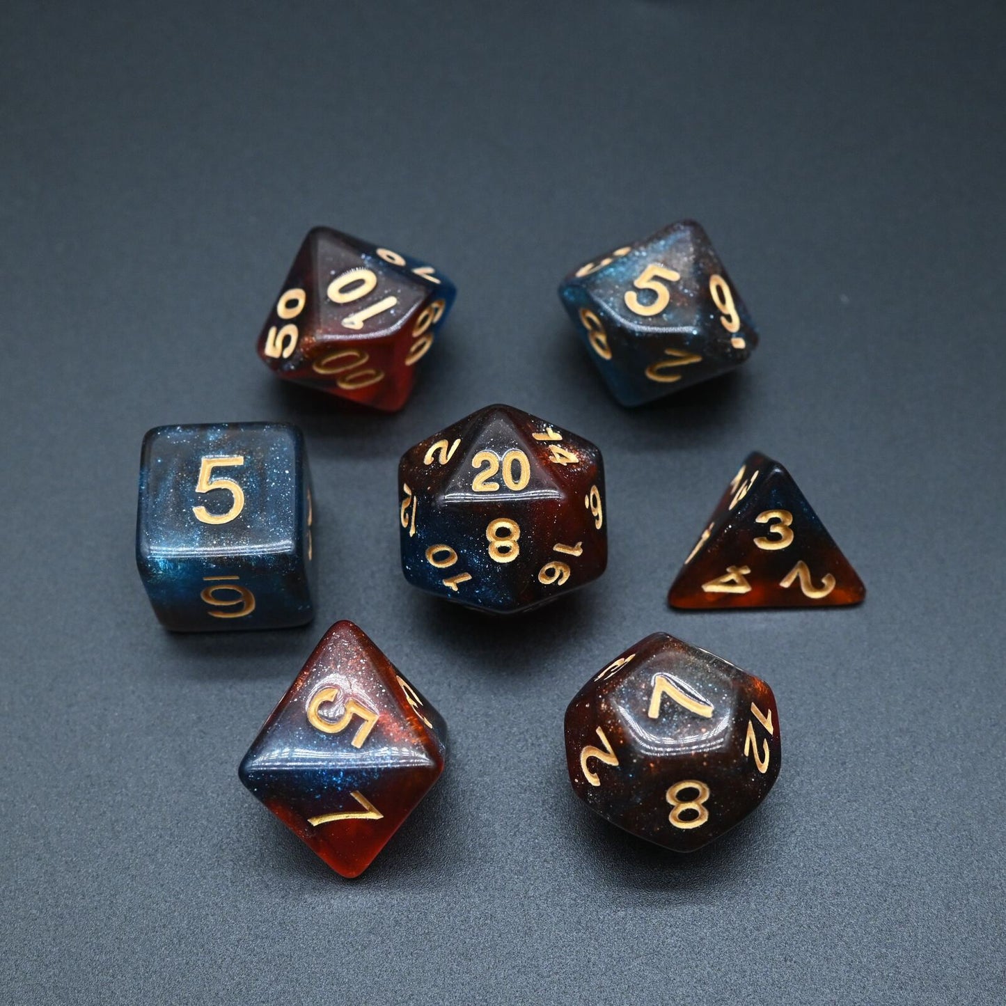 Twin Colour Starry Series - RPG-set med 7 tärningar